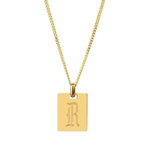 INITIAL Letter “R” Old English Pendant 18K Gold Plated Necklace